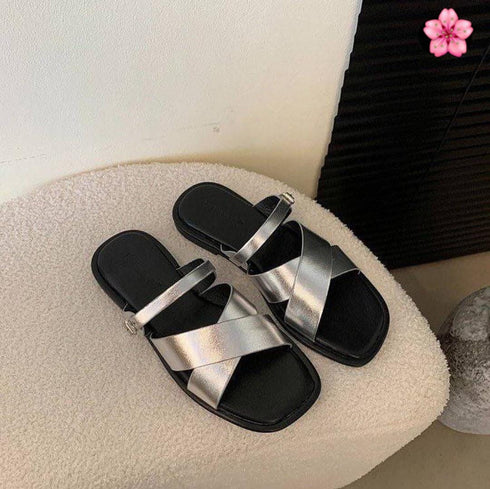 Criss Cross Strap Slid On Flat